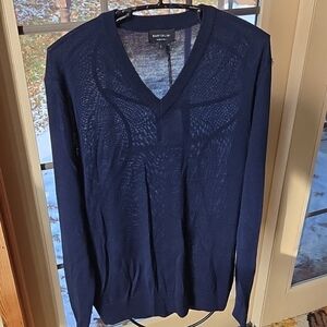 Bartolini Navy Vneck‎ Wool Long Slv Sz L Sweater